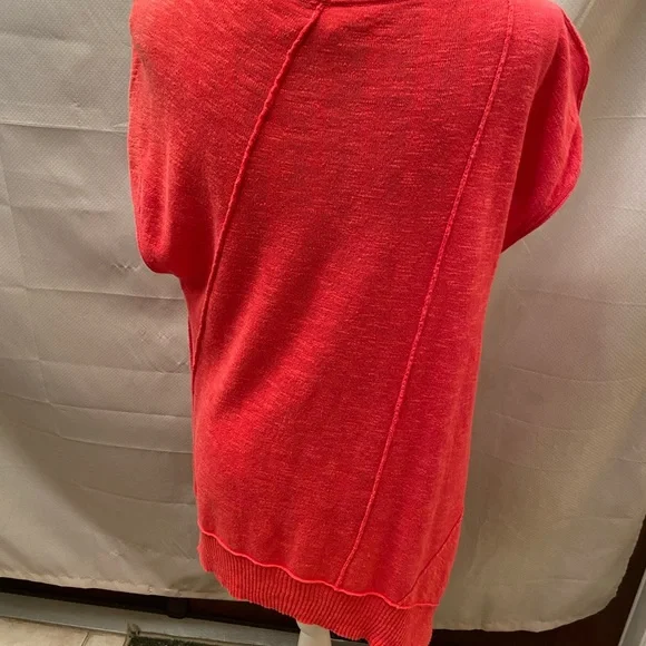 Eileen Fisher sleeveless melon orange Tunic top with asymmetrical hem size med - Picture 10 of 11